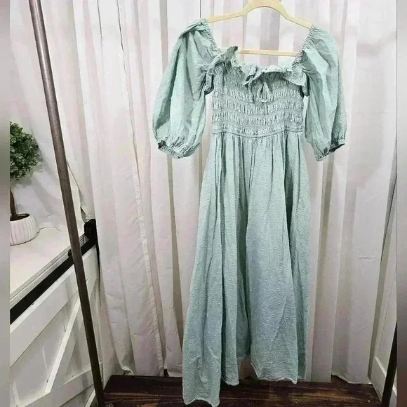 R. Vivimos Womens Size L 12/14 Summer Half Sleeve Cotton Ruffled Dress - Picture 2 of 12